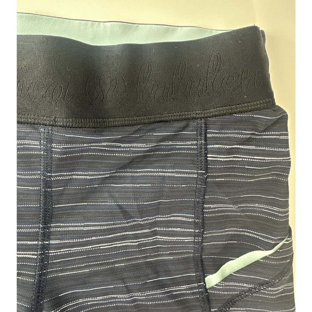 Lululemon What The Sport Short Stripe Pockets Run Stretch Blue Black Size 2 - Picture 7 of 15